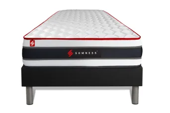 Ensemble Matelas Sommier 90x200 cm - Sommier Noir (déjà monté) - Energy