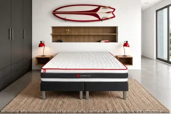 Ensemble Matelas Sommier 160x200 cm - 2 Sommiers Noir - Energy