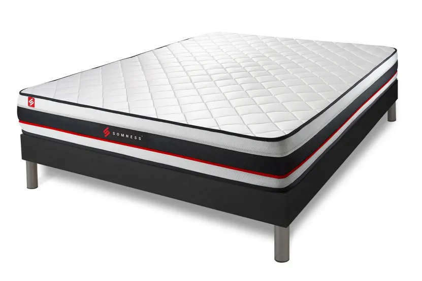 Ensemble Matelas Sommier 140x200 cm - Sommier Noir (en kit) - Form