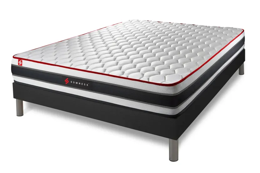 Ensemble Matelas Sommier 160x200 cm - Sommier Noir (déjà monté) - Energy