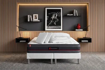 Pack lit complet 180x200 cm - Matelas + 2 Sommiers Blancs + 2 oreillers + Couette - Regen