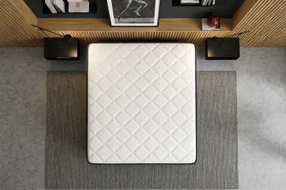 Pack lit complet 160x200 cm - Matelas + Sommier Blanc (en kit) + 2 oreillers + Couette - Regen