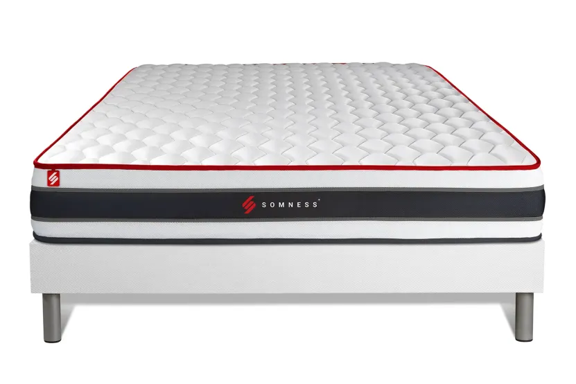 Ensemble Matelas Sommier 140x200 cm - Sommier Blanc (déjà monté) - Energy