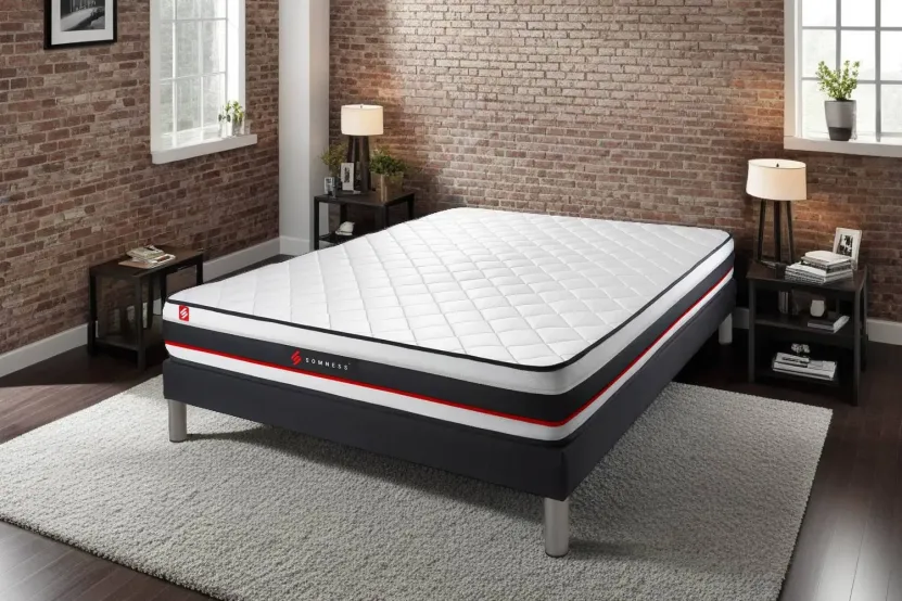 Ensemble Matelas Sommier 140x200 cm - Sommier Noir (déjà monté) - Form