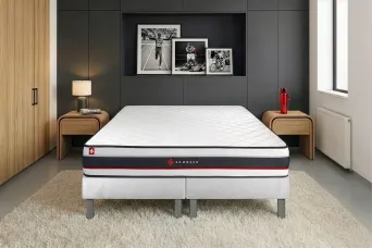 Ensemble Matelas Sommier 200x200 cm - 2 Sommiers Blanc - Form