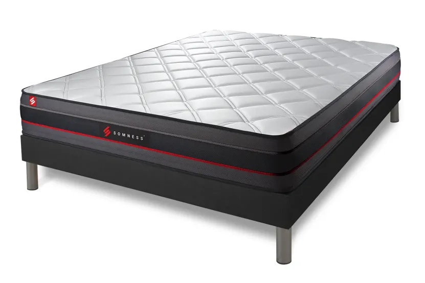 Ensemble Matelas Sommier 180x200 cm - Sommier Noir (en kit) - Regen