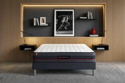 Ensemble Matelas Sommier 200x200 cm - Sommier Noir (en kit) - Regen