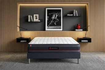 Ensemble Matelas Sommier 140x200 cm - Sommier Noir (déjà monté) - Regen