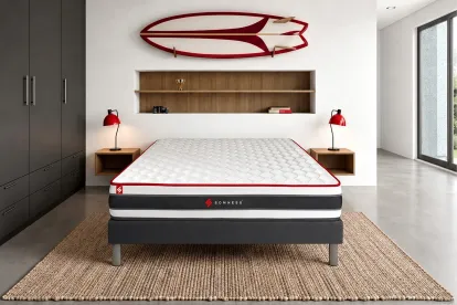 Ensemble Matelas Sommier 180x200 cm - Sommier Noir (en kit) - Energy