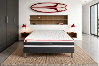 Ensemble Matelas Sommier 140x200 cm - Sommier Noir (déjà monté) - Energy