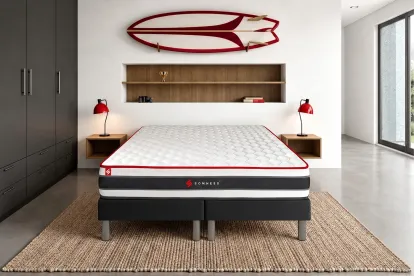 Ensemble Matelas Sommier 200x200 cm - 2 Sommiers Noir - Energy