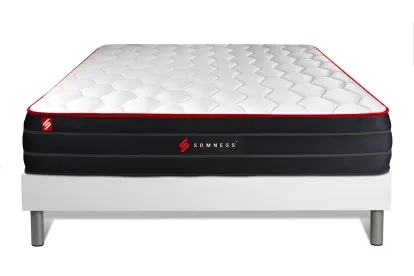 Ensemble Matelas Sommier 160x200 cm - Sommier Blanc (déjà monté) - Boost
