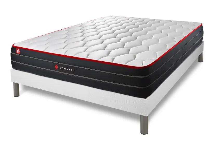 Ensemble Matelas Sommier 140x190 cm - Sommier Blanc (déjà monté) - Boost