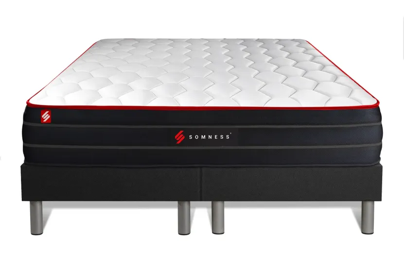 Ensemble Matelas Sommier 160x200 cm - 2 Sommiers Noir - Boost