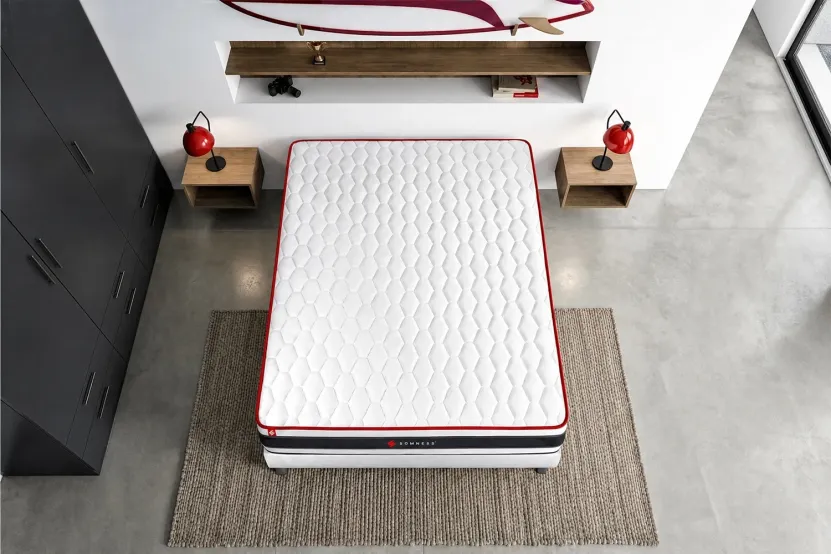 Ensemble Matelas Sommier 160x200 cm - Sommier Blanc (déjà monté) - Energy