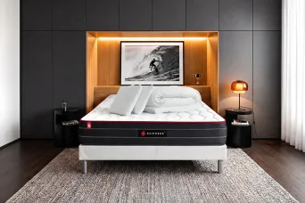 Pack lit complet 140x200 cm - Matelas + Sommier Blanc + 2 oreillers + Couette - Boost