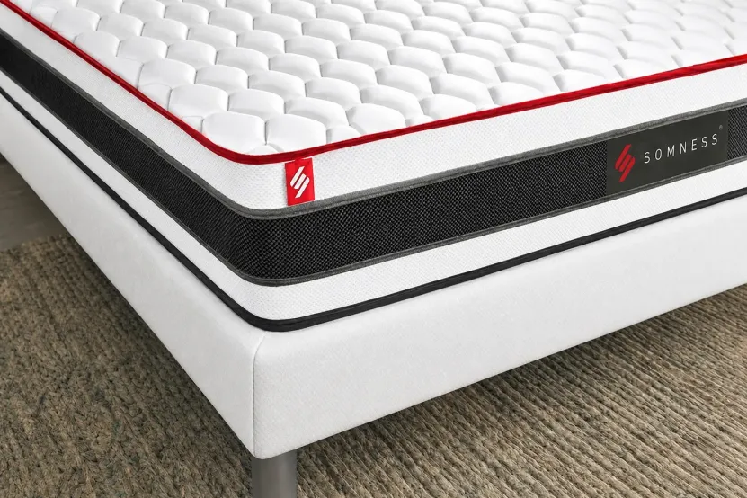 Ensemble Matelas Sommier 160x200 cm - Sommier Blanc (déjà monté) - Energy