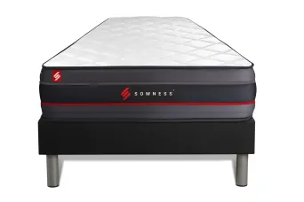 Ensemble Matelas Sommier 90x200 cm - Sommier Noir (déjà monté) - Regen