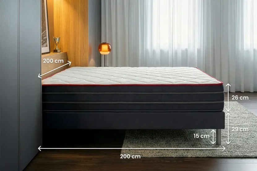 Ensemble Matelas Sommier 200x200 cm - Sommier Blanc (en kit) - Boost