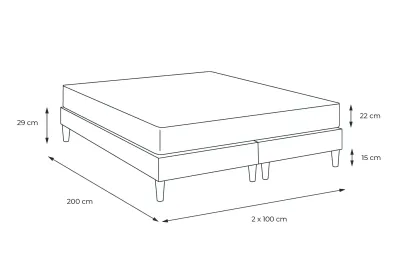 Ensemble Matelas Sommier 200x200 cm - 2 Sommiers Noir - Energy
