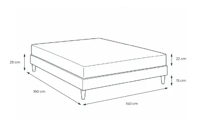 Pack lit complet 140x190 cm - Matelas + Sommier Blanc (en kit) + 2 oreillers + Couette - Energy