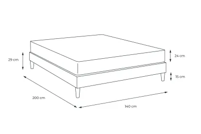 Pack lit complet 180x200 cm - Matelas + Sommier Noir (en kit) + 2 oreillers + Couette - Regen